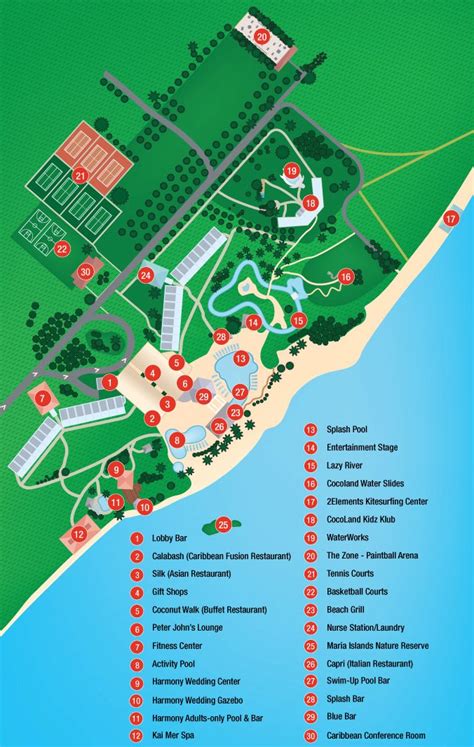 Resort Map Coconut Bay Resort Spa Saint Lucia