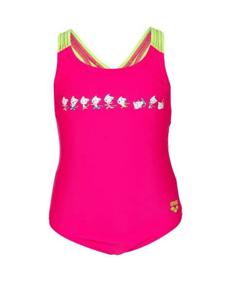 Costume Nuoto Bambina Intero Swimsuit Pro Back Colore Rosa Giallo