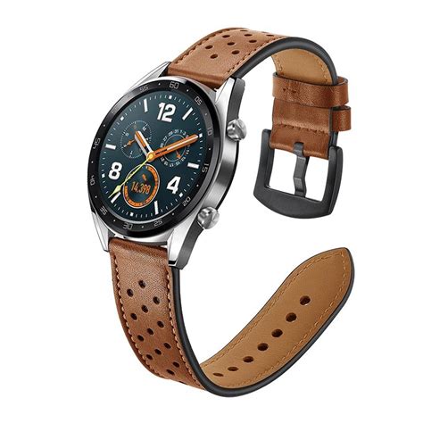 Huawei Watch Gt Perforated Genuine Leather Strap Brown