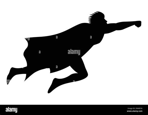 Cartoon Silhouette Of A Superhero Flying Stock Vector Image And Art Alamy
