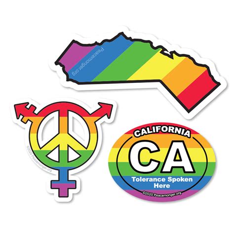 ts005 tolerance states california pride lgbt gay lesbian bisexual transgender rights 3 sticker set