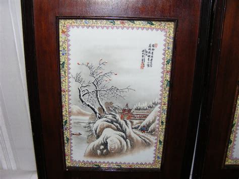 Antique Chinese Oriental Porcelain Plaques Set Of 4 Rare Antiques