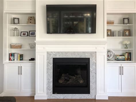 Love This New Fireplace We Created With Beautiful Marble Herringbone