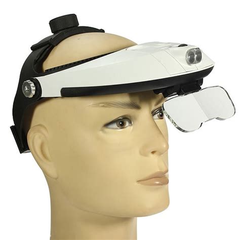 Headband Led Head Light Magnifier Magnifying Glass Loupe 5 Lens