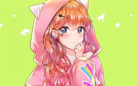 Anime Girl Bunny Hoodie Orange Hair Moe For Macbook Pro 17 Inch Hd