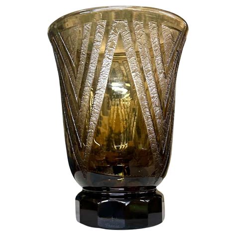 Michel Aristide Colotte French Art Deco Carved And Etched Glass Vase For Sale At 1stdibs