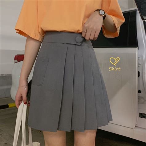Buy Korean Style Ulzzang High Waist Pleated Skirt On Ezbuy Sg
