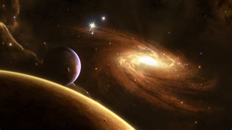 Glistening Galaxy And Planets In Black Sky Background Hd Galaxy
