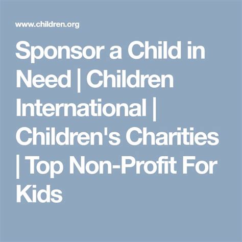 Sponsor A Child In Need Children International Childrens Charities