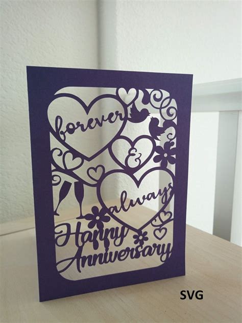 Svg Cut File Wedding Anniversary Card Forever And Always Etsy