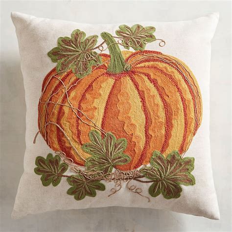 Embroidered Pumpkin Pillow Pier 1 Imports Holiday Pillows Pumpkin