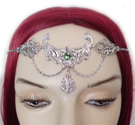Light Peridot Green Elven Elf Elvish Celtic Goddess Headpiece Headdress