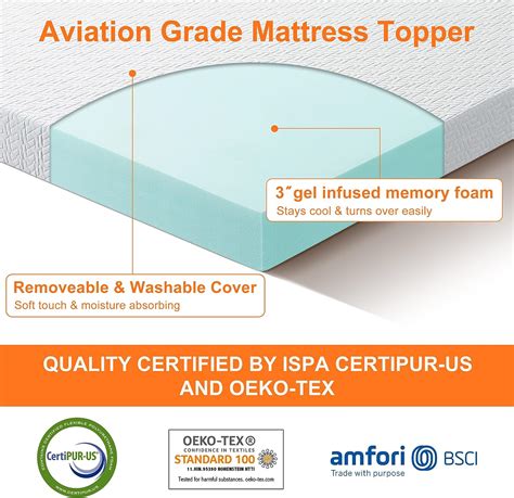 Toyabr Mattress Topper Gel Infused Memory Foam Bed Pad With Ventilated