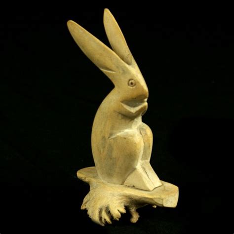 Small Hand Carved Wooden Rabbit Hadiah Uk