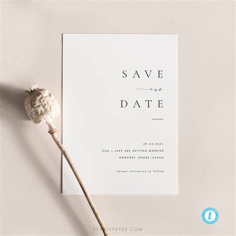 Elegant Save The Date Template Download Custom Modern Simple Etsy