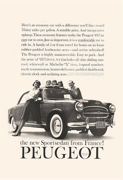 European Car Ad Classic French Car Ad Mid Century Poster Etsy Car