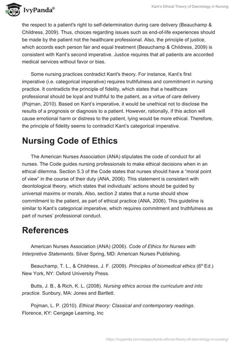 Kants Ethical Theory Of Deontology In Nursing 577 Words Essay Example