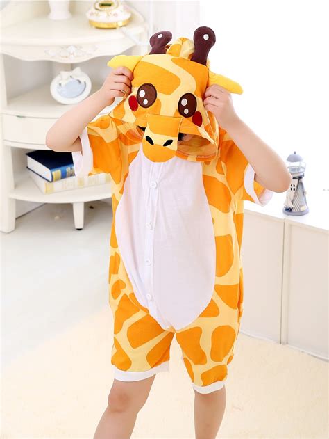 Giraffe Onesie Kids Kigurumi Summer Short Sleeves For Kids