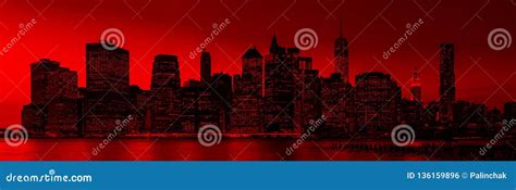 Evening New York City Skyline Panorama Stock Photo Image Of