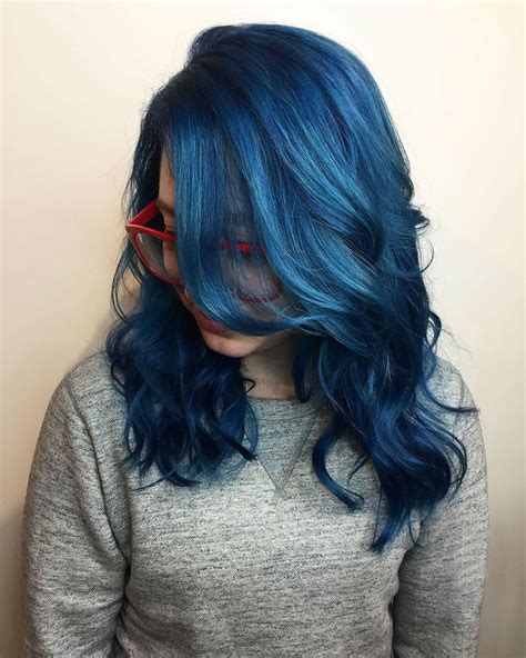 I applied it over some faded blue from another brand. cool 25 Fabulous Dark Blue Hair Ideas - Using Your Hair to ...