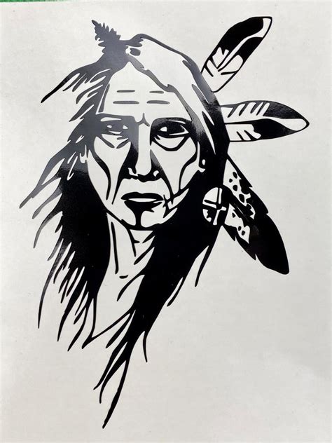 Native American Warrior Black Vinyl Decal New Etsy Native American