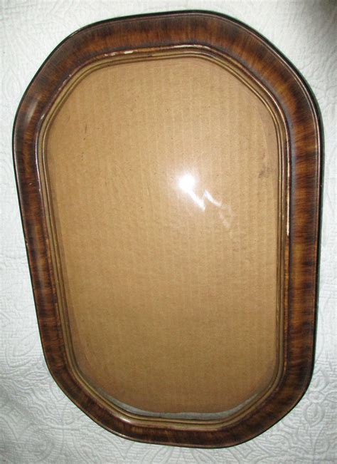 Antique Tiger Wood Gesso Octagonal Picture Frame Concave Bubble Glass Nr Antique Price Guide