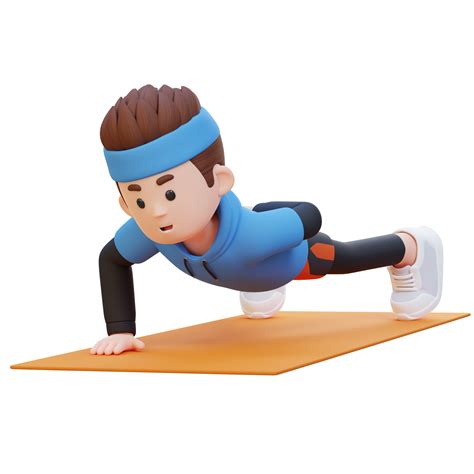 3d Sporty Male Character Mastering Single Arm Push Up At The Gym