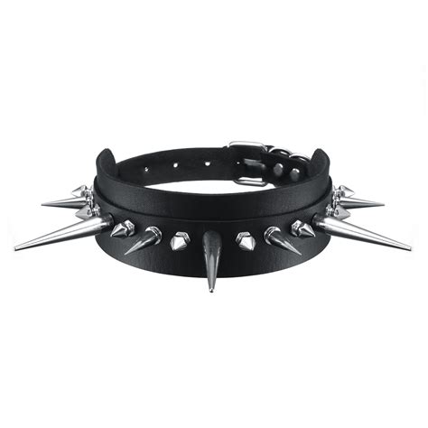 Goth Spiked Choker Collar Necklace Women Girls Leather Necklace Rock Punk Neck Collars Black