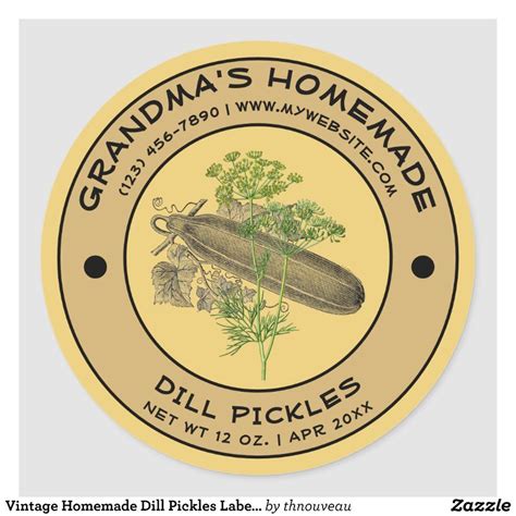 Vintage Homemade Dill Pickles Label Template Zazzle Homemade