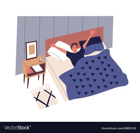 Cute Young Man Waking Up In Morning Male Vector Image