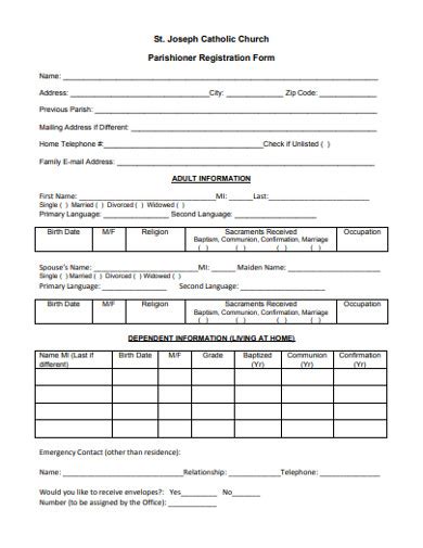 Church Registration Form 14 Examples Format Pdf Examples