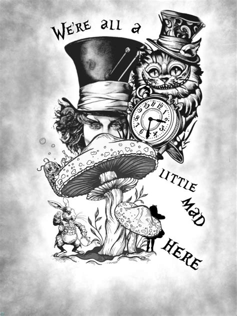 Custom Mad Hatter Alice And Wonderland Tattoos Wonderland Tattoo