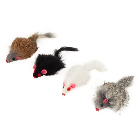 Whisker City Furry Mice Cat Toys 4 Pack Cat Plush Balls And Mice