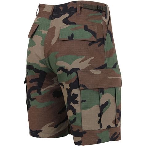 Woodland Camouflage Military Cargo Bdu Shorts Cotton Ripstop Army