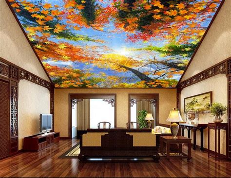 Customized 3d Ceiling Wallpaper Forest Sky Ceiling 3d Ceiling Stickers