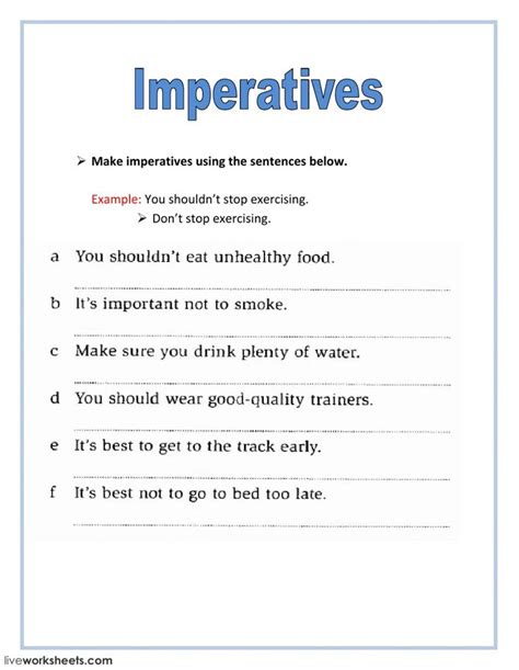 Imperative Sentence Worksheet 5th Grade