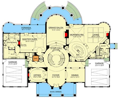 Plans to build bunk beds with stairs, beds. Majestic Double Staircase - 12225JL floor plan - Main Level | Double staircase, Luxury floor ...