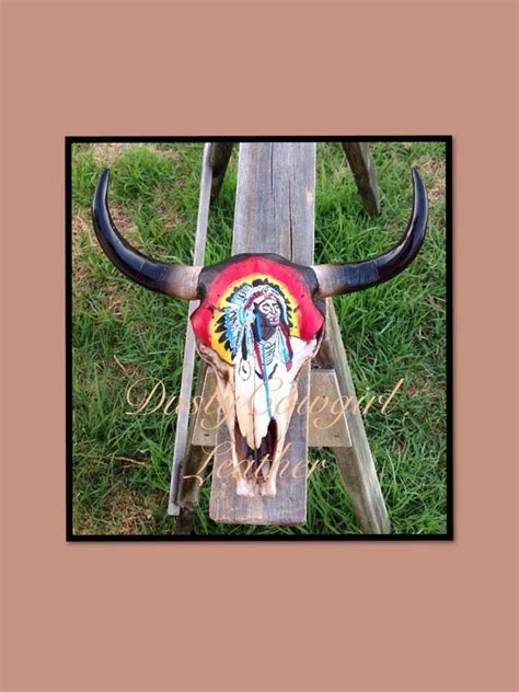 Indian Chief Painted Skull Painted Cow Skulls Skull Painting Cow Skull