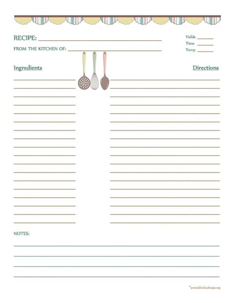 A Recipe Card With Spoons Hanging From The Kitchen Utensils On Top Of It