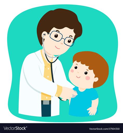 Little Boy On Medical Check Up With Male Vector Image