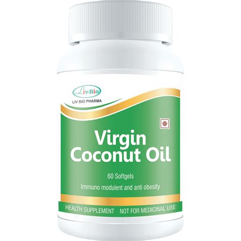 Virgin Coconut Oil Capsule 1000 Mg 60 Softgels Liv Bio Pharma