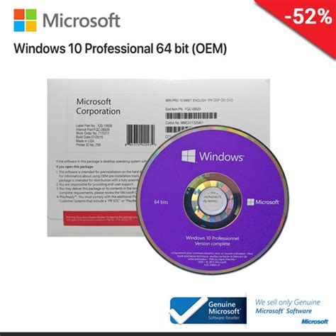 Microsoft Windows 10 Pro 64 Bit Eng Oem Fqc 08929