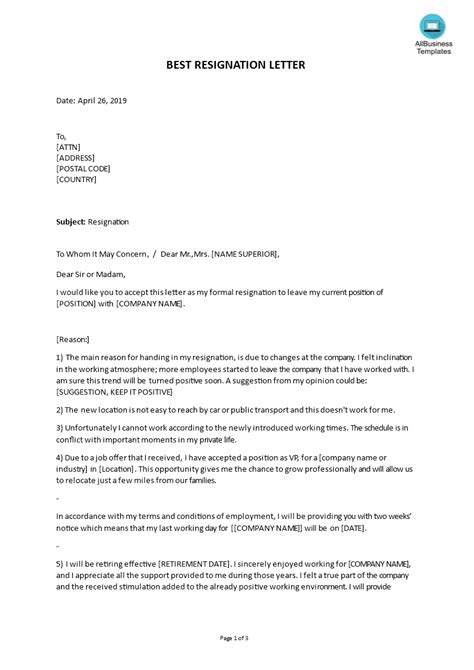 Polite Resignation Letter Template Sample Resignation Letter
