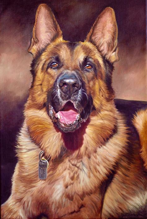 German Shepherd Portrait Dutch Oil On Linen By Diane Richmond Hall