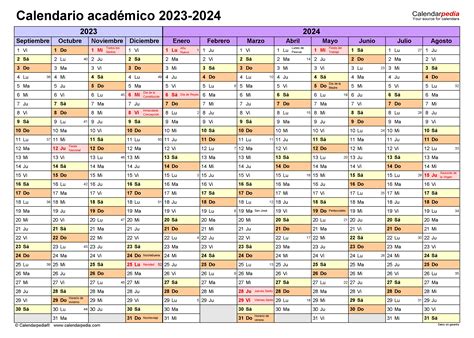 Calendario Académico 2023 2024 En Word Excel Y Pdf