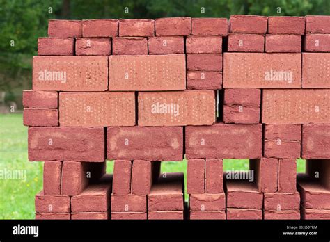 Pile Of Stacked Red Bricks Outdoors Stock Photo Alamy