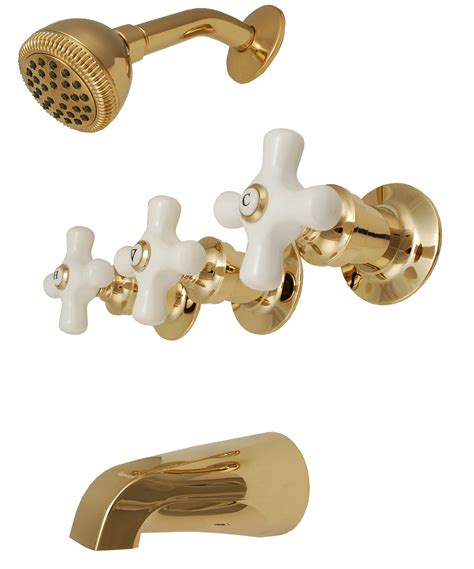 I want to give a more detailed project update next week, but in the meantime i wanted to share about the salvaged tub we purchased and the little challenge that went with it to find it a faucet. 3-handle Tub & Shower Faucet Polish Brass Finish Porcelain ...