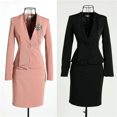 New 2015 Autumn And Winter Formal Pink Blazer Women Skirt Suits Work