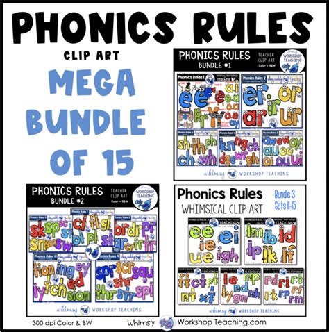 Phonics Rules Mega Bundle Clip Art Wwt Whimsy Workshop Teaching