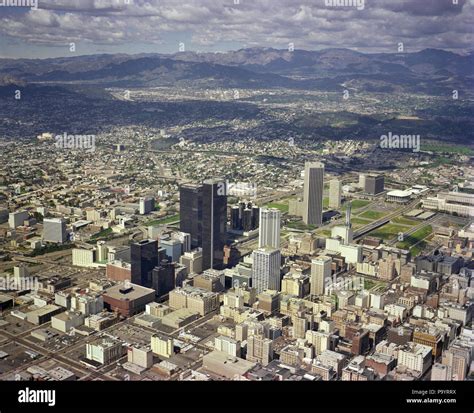 1970s Aerial View Downtown Skyline Los Angeles California Usa